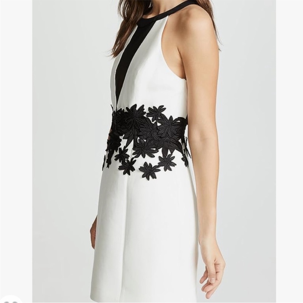 Halston Heritage Women White Embroidered Sleeveless A Line Mini Dress